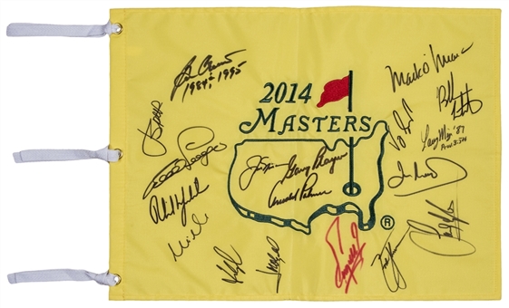 2014 Multi-Signed Golf Masters Flag With 18 Signatures Of Masters Champions Including Palmer and Nicklaus (PSA/DNA)